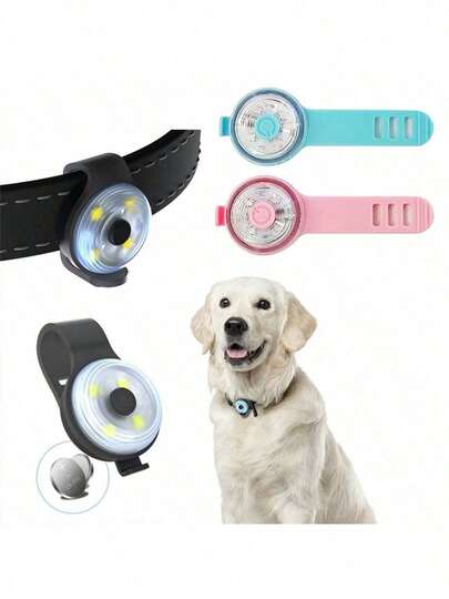 1 件多功能项圈灯，4 种模式宠物项圈灯防水，IPX6 防水，可调节且易于安装，适合与宠物夜间散步 - 通用兼容所有项圈尺寸、骑自行车、爬山可用