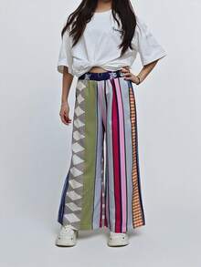 Women's Summer Wear Bohemian Fashion Casual Print Wide Leg Waist Pants