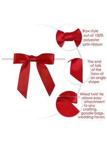 100/50/20/1 Stück rote Schleife aus Satinband, vorgefertigt, geeignet für Familienfeiern, Partys, Hochzeiten, Babypartys, Tischdeckendekoration, DIY-Basteleien, Geschenkverpackung, Geburtstagspräsente, Champagnerflaschen, Weingläser, Partydekorationen, Valentinstag, Feiertagspartys, Valentinstag-Heimdekoration, Feiertagstischdekorationen, Valentinstag-Partyfavors