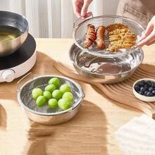 1个加厚304不锈钢空气炸锅脆皮篮，滴油薯条篮，适用于空气炸锅/烤箱，家用油水分离器 - 彩色 - 查看 6