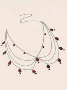 1件装 时尚女士红色水滴吊坠 个性化饰品 腰链 派对配饰 - 紅色 - 查看 4