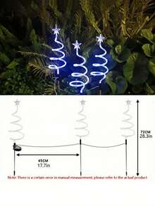 3个太阳能螺旋星形圣诞树路径灯 - 3包旋转花园灯，多色户外装饰地灯，适用于庭院、露台、圣诞装饰、走道、花园和庭院，暖白LED，太阳能供电（无需电池），白天自动充电，夜晚自动开启，非常适合走道、庭院和家居装饰！ - 星星聖誕樹燈 - 查看 8