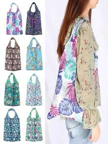 1PC Large-Capacity Shopping Bag, Portable And Foldable Storage Bag. Reusable And Portable, Foldable Vegetable Baskets, Suitable For Grocery, Clothing Storage, Travel And Gift Shopping, Reusable And Foldable Handbags