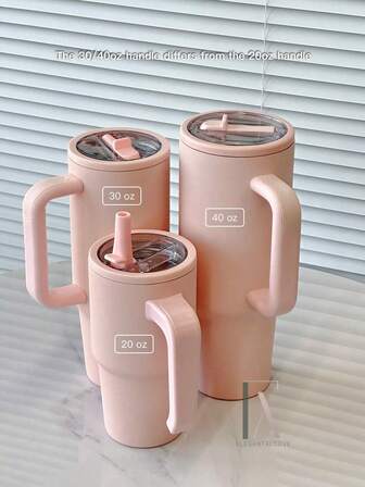 Leak-Proof 40oz Stainless Steel Insulated Travel Mug, With Foldable Straw-Sipping Lid And Handle, For Hot/Cold Drinks Back To School