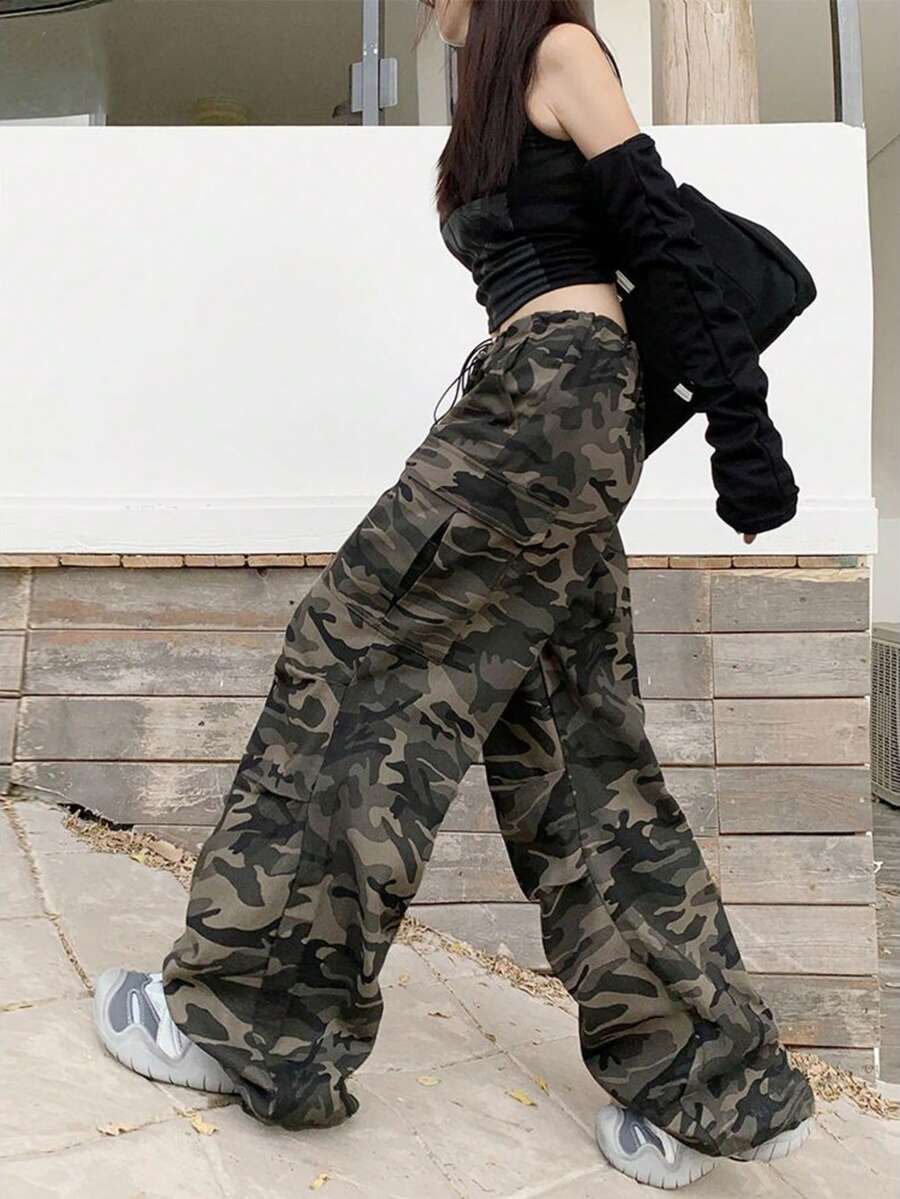 Pantalón Largo Camuflaje de Mujer Estilo de Danza Jazz Hiphop - camuflaje - Ver 1