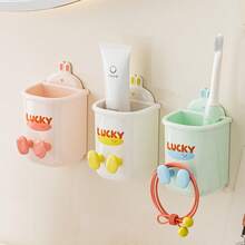 兔子牙刷架，浴室配件牙刷架（带牙膏分配器），壁挂式牙刷收纳盒，免钻悬挂式电动牙刷架 - 彩色 - 查看 7