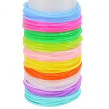 Zestaw bransoletek w stylu boho (20/40/60/100 szt./opakowanie), wielokolorowe bransoletki żelowe z lat 80., tęczowe, świecące w ciemności neonowe, elastyczne silikonowe bransoletki, opaski na głowę, unisex w stylu lat 80., odpowiednie na święta, prezenty związane z muzyką rockową (świecące w ciemności)