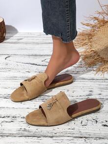 Women's Flat Slide Sandals, New Summer Lockable Outdoor Beach Sandals, Flat Heel Bohemian Style