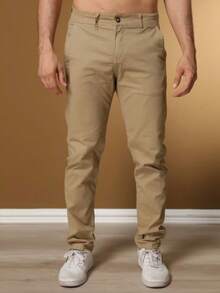 Men's Skinny Jeans In Light Color With Lycra - Khaki - View 2