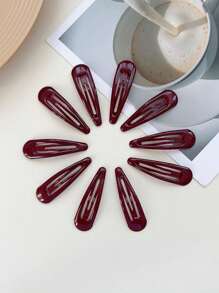 12pcs Water Drop Shaped Hair Clips, Suitable For Hairstyling, Daily Use Or Party/Event Styling, Claw Clips, Hair Claws, Hair Slide, Hair Barrettes, Hair Accessories, Head Accessories, Hair Accessories For Women - Burgundy - View 3