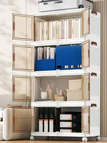 5layers  Extra-Large Multi-Layer Storage Cabinet With Wheels & Doors - Waterproof, Foldable Organizer For Bedroom Clutter, Documents, Toys, Snacks | Versatile Plastic Storage Solution Bedroom Organizers And Storage Plastic Storage Drawers - White - View 10