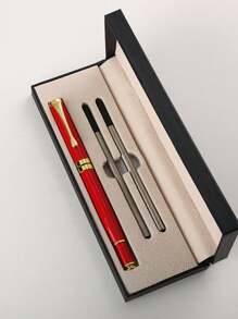 1 Conjunto de Caneta Presente Luxuoso com Canetas de Rolo, Melhor Conjunto de Canetas Esferográficas como Presente para Homens e Mulheres, Executivos Profissionais de Escritório, Canetas Esferográficas Elegantes em Caixa de Presente Clássica, Recarga Preta com Largura de Linha de 0,7mm, De Volta à Escola