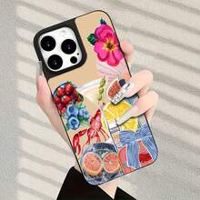 Funda para teléfono con diseño de elementos de fiesta de martini costero veraniego, compatible con iPhone 16, 15, 14 Pro Max, 13, 12, 11, XR y XS Plus. Fabricada en silicona TPU, ofrece protección contra golpes y caídas, además de una excelente sensación al tacto. Es el regalo ideal para familiares, amigos y seres queridos. - Negro - Ver 6