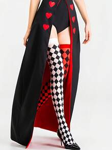 1/2/3 双女式菱形图案过膝袜，角色扮演服装圣诞节/万圣节派对主题过膝长袜