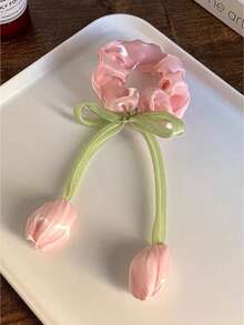 2个优雅郁金香造型发圈，可爱甜美的少女发饰 - 彩色 - 查看 8
