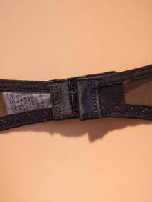 2PCS Women's Black And Red Semi Transparent Hollow Lace Floral Sexy Lingerie Set,Christmas Gifts, Lace Hem Women's Bra And Triangle Underwear, Daily Halloween Party Outfit