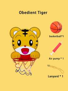 1套儿童卡通动物篮球套装，运动篮球玩具，包含迷你篮球和壁挂式气泵。这是一款室内外运动玩具，适合3岁以上男孩和女孩的互动球类玩具，可折叠篮球架，适合室内外运动投篮。