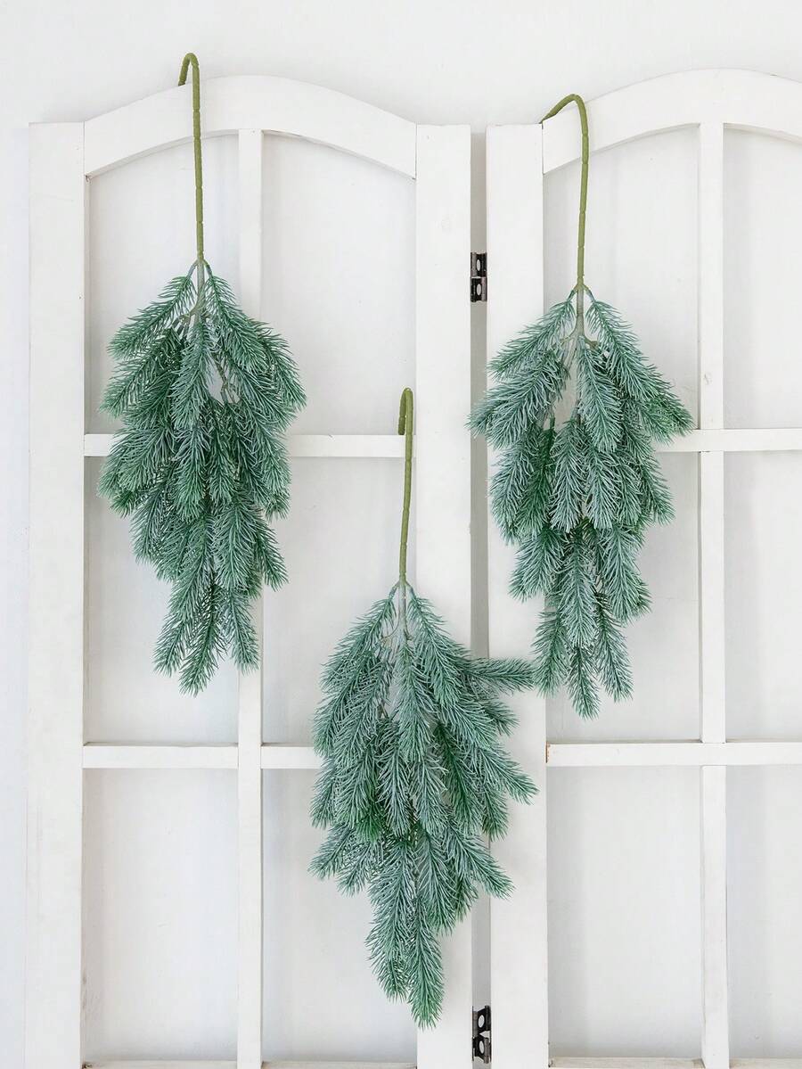 1 pièce/25 pièces 28 têtes 63 cm Branches artificielles de pin à aiguilles vertes. Accessoires d'aiguilles de pin artificiels pour plantes suspendues à l'extérieur. Plante factice pour décoration de Noël intérieure et extérieure, décoration de pièce, mariage, vase, salle à manger, chambre à coucher