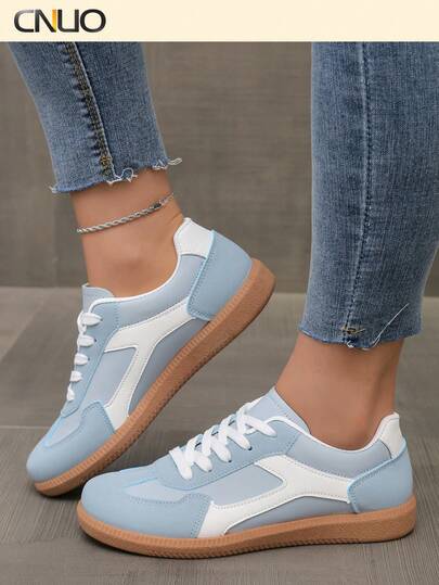 女士夏季休闲平底软底防滑拼接户外运动鞋，适合春秋季