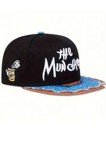 Personalized Donut Pattern Snapbacks Baseball Cap, Casual American Style Adjustable Hat, Unisex Suitable For Spring, Autumn, Summer, Student, Hip Hop, Skateboarding - Blue - View 1