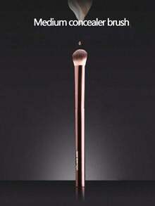1支中号新月形遮瑕刷，无缝金属手柄，椭圆形刷头，柔软聚酯纤维刷毛，低致敏性，无痕遮瑕，适合所有肤质，带金属手柄，可用作粉底刷、遮瑕刷、腮红刷、修容刷、古铜粉刷、散粉刷等。 - 巧克力棕 - 查看 1