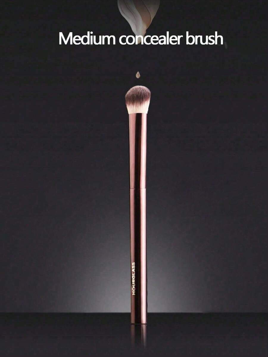 1支中号新月形遮瑕刷，无缝金属手柄，椭圆形刷头，柔软聚酯纤维刷毛，低致敏性，无痕遮瑕，适合所有肤质，带金属手柄，可用作粉底刷、遮瑕刷、腮红刷、修容刷、古铜粉刷、散粉刷等。 - 巧克力棕 - 查看 1