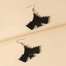 1 Pair Gothic Bat Earrings - Lightweight Acrylic Bat Pendant Earrings, Vampire Costume Accessory, Perfect For Halloween, Gothic Daily Wear, Seasonal Fashion, Horror Design, Item, Ideal For Teenagers