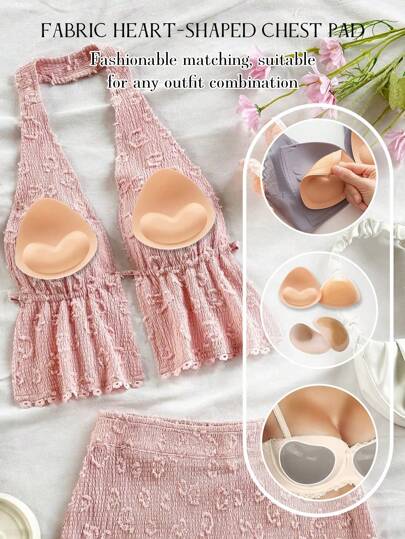 两件套新款女士布质胸罩支撑带 - 带粘合衬垫 - 防止胸部下垂