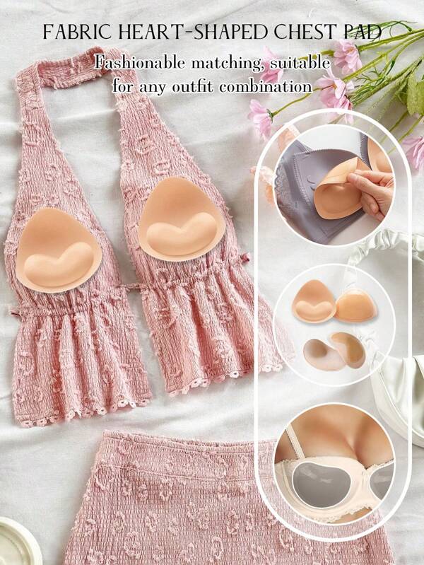 两件套新款女士布质胸罩支撑带 - 带粘合衬垫 - 防止胸部下垂
