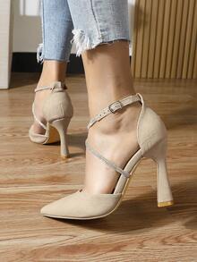 Women's Pointed Toe Stiletto Heel Hollow Out Fashion Party Work High Heel Pumps, Black, Champagne, White - Apricot - View 3