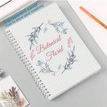 160-Page Transparent Plastic Hardcover Spiral Notebook, Thick Grid Paper Notebook, Suitable For High School And College Students, Simple Grid Notebook - White - View 3