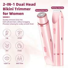 New Bikini Trimmer For Women,2 In 1 Double Head Eletctric Bikini Shaver, With Painless Ceramic Blades,Type-C Rechargeable,Women Electric Razors For Facial Face Chin Underarm Eyebrow