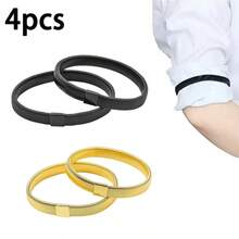 1pc/2pcs/4pcs Metal Spring Stretch Bracelet, Shirt Sleeve Holder, Clothing Decor Strap, Unisex - Gold/Silver/Black Back To School - Multicolor - View 21