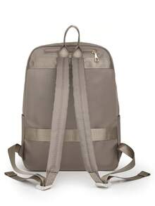 Women's Nylon Solid Color Quilted Large Capacity Versatile Backpack, Minimalist Casual Student Backpack, Commuter Bag - Khaki - View 7