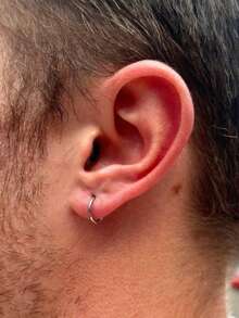 1pc S925 Sterling Silver Gold Plated Men's Plain Hoop Polished Earrings - Men's Thin Hoop Earrings - Small Gold Hoop Earrings - Men's Simple Sterling Silver Jewelry