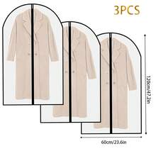 3pcs Transparent Garment Bags, Black Trim, For Storage, Hanging Clothes, Dress Covers; 1pc Semi-Transparent Breathable Dust Cover Garment Bag With Full Zipper, White