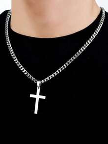 High Quality Stainless Steel Cross Necklace, Cross Ring, A Variety Of Combination Sets, Non-Allergenic, Non-Fading, Suitable For Men, Women, Couples, Casual Fashion Holiday Dating Gifts, Daily Street Party Accessories