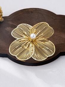 Women 3D Floral Shape Gold-Color Jewelry Set - Earrings, Necklace, Ring - Yellow Gold - View 10