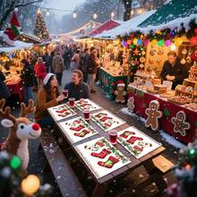 1pc/4pcs/6pcs/100pcs Christmas Stockings Pattern Placemats, Machine-Washed Rectangular Polyester Placemats, Table Protectors, Heat-Insulating Placemats, Restaurant Table Decorations, Party Supplies, Christmas Decorations, Can Be Given As Gift