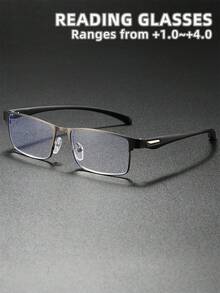 Unisex Classic Business Minimalist Reading Glasses, New Square Half-Rim Stainless Steel Ultra-Light  Readers, High-Definition Eye Protection, Long-Term Wear Without Dizziness, Suitable For Reading/Sewing/Business/Office/Elegant/Daily Use, Lightweight Durable Square Spring-Hinged Frame, Suitable For Sports Anti-Slip, Computer Comfortable Reading - 透明色 - 查看 18