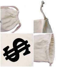 4pcs/Set Burglar Costume Kit - Canvas Bag, Gloves, Eye Mask, Hat, Thief Prisoner Cosplay Outfit, Unisex, Suitable For All Seasons, Halloween