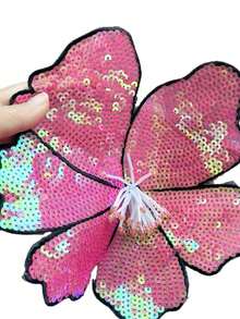 1 Piece 20CM Large Blue Sequins Beads Flower Patch For Evening Dress Swimsuit DIY Applique Valentine's Day Valentines Summer, School - Blue Color - View 11