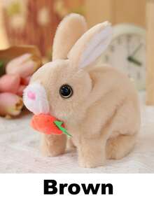 1pc Electric Plush Realistic Rabbit Toy, Cute Animal Model, Can Walk, Bark, Movable Ears, Adorable Pet Doll, Roleplay Holiday Gift