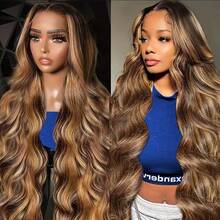 NATAN Wear And Go Glueless Sophianna Highlight Ombre Body Wave 13x4 Lace Front Wigs Human Frontal Hair Hd Lace Frontal Wig For Woman Blended Hair Is Made From Human Frontal Hair Mixed With Synthetic Fibers And Protein Filaments Wig - S4/27 - View 9