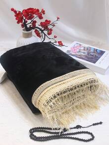 2pcs/Set Ramadan Gift Blanket, 80cm*120cm Plush Thick Blanket With Tassels, Soft & Lightweight, Arch Pattern Design - Multicolor - View 5