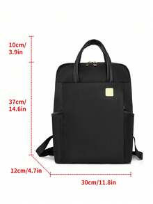 牛津布防水女士双肩包，笔记本电脑包，适合工作和旅行，大容量通勤包，轻便易携，适合女孩、女士、学生、大学生、上班族和白领，适用于工作、商务、旅行、学校、办公室、户外、旅游、图书馆、通勤等各种场合。 - 黑色 - 查看 7