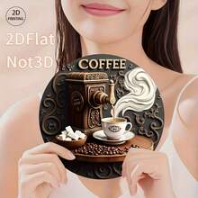1pc 2D Flat Printing, Vintage Coffee Grinder Wall Art, Round Decorative Hanging Sign, Home And Cafe Classic Retro Style, Multipurpose Wall Decor - Multicolor - View 4