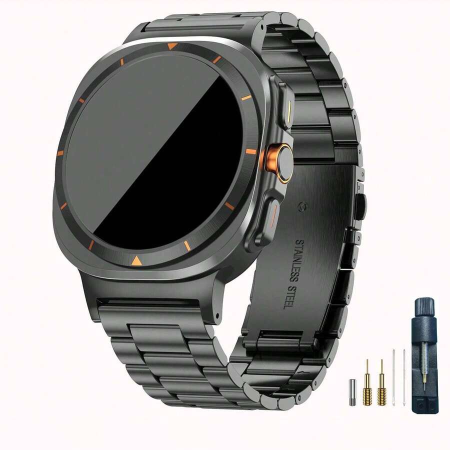 1条适用于三星Galaxy Watch 8 44mm/40mm的奢华商务不锈钢金属表带，男女通用Galaxy Watch8经典款46mm表带