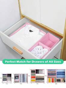 1/3/6pcs Foldable Drawer Organizer Boxes, Closet Storage Containers, Open Compartment Design For Underwear, Socks, Scarves, Ties, Small Toys, Nursery, Vanity, Office, Wardrobe, Bedroom - Pink - View 5