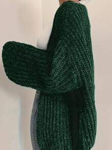 Eleganter, locker sitzender Oversized-Cardigan Einfarbig, vielseitiger, lässiger Strickpullover für junge Frauen, Strickjacke mit offenem Vorderteil und Langarm